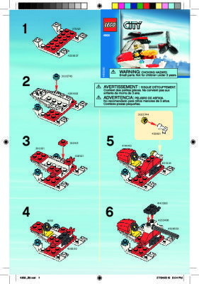 Istruzioni per la Costruzione - LEGO - 4900 - Fire Helicopter: Page 1