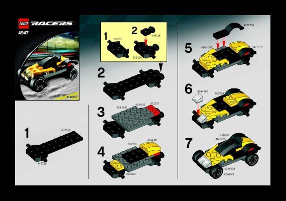 Istruzioni per la Costruzione - LEGO - 4947 - Yellow Sports Car: Page 1