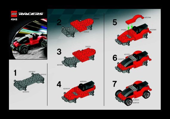 Istruzioni per la Costruzione - LEGO - 4948 - Red Racer: Page 1