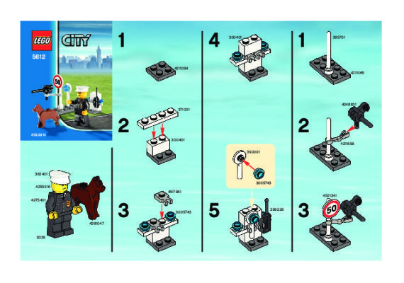 Istruzioni per la Costruzione - LEGO - 5612 - Police Officer: Page 1