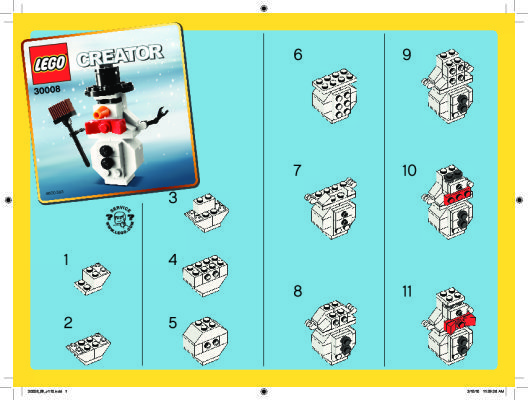 Istruzioni per la Costruzione - LEGO - 30008 - Snowman: Page 1