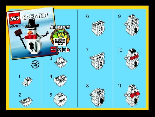 Istruzioni per la Costruzione - LEGO - 30008 - Snowman: Page 1