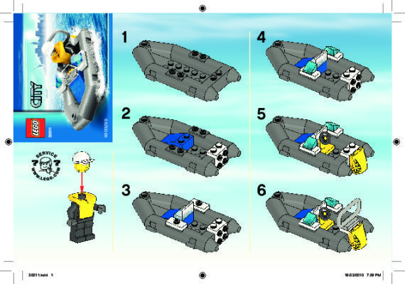 Istruzioni per la Costruzione - LEGO - 30011 - Police Dinghy: Page 1