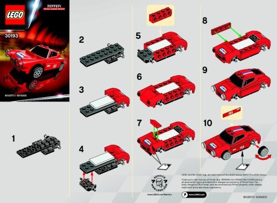 Istruzioni per la Costruzione - LEGO - 30193 - 250 GT Berlinetta: Page 1