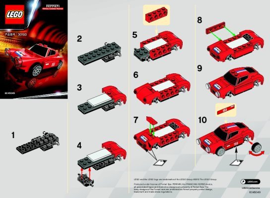 Istruzioni per la Costruzione - LEGO - 30193 - 250 GT Berlinetta: Page 1