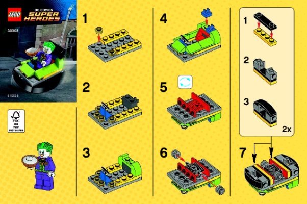 Istruzioni per la Costruzione - LEGO - 30303 - The Joker Bumper Car: Page 1