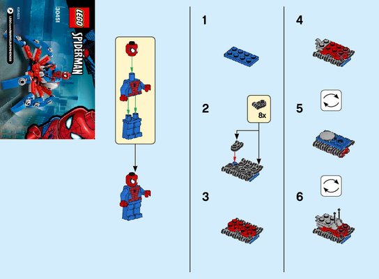 Istruzioni per la Costruzione - LEGO - 30451 - Spider-Man's Mini Spider Crawler: Page 1