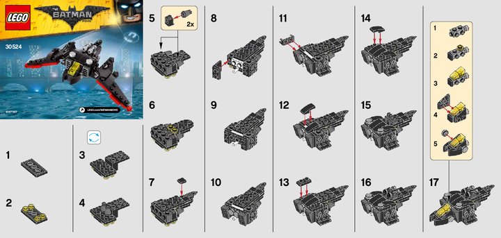 Istruzioni per la Costruzione - LEGO - 30524 - The Mini Batwing: Page 1