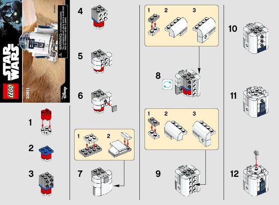 Istruzioni per la Costruzione - LEGO - 30611 - R2-D2™: Page 1