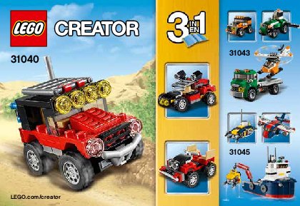 Istruzioni per la Costruzione - LEGO - Creator - 31040 - Bolidi del deserto: Page 1