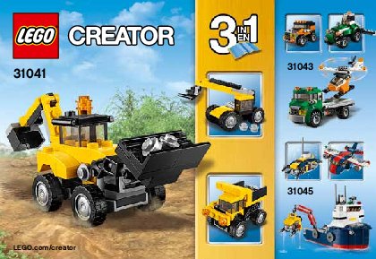 Istruzioni per la Costruzione - LEGO - Creator - 31041 - Veicoli da cantiere: Page 1