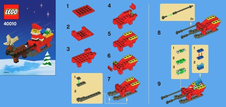 Istruzioni per la Costruzione - LEGO - 40010 - LEGO Santa with Sleigh: Page 1