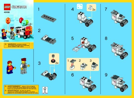 Istruzioni per la Costruzione - LEGO - 40108 - Balloon Cart: Page 1