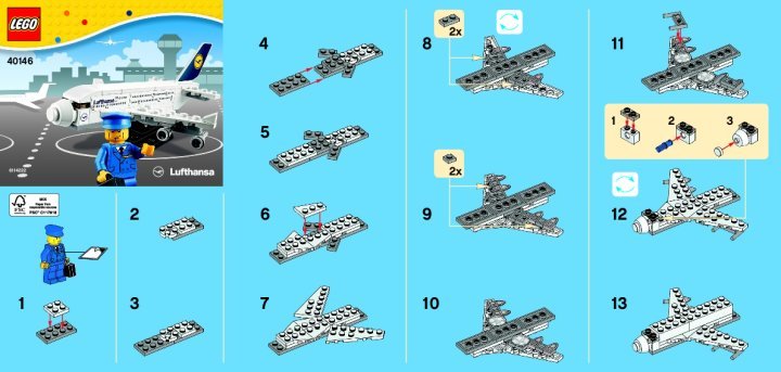 Istruzioni per la Costruzione - LEGO - 40146 - Lufthansa Plane: Page 1