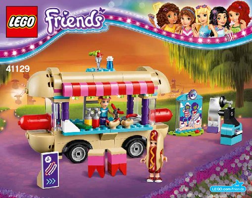 Istruzioni per la Costruzione - LEGO - Friends - 41129 - Il furgone degli hot dog del parco divertimenti: Page 1