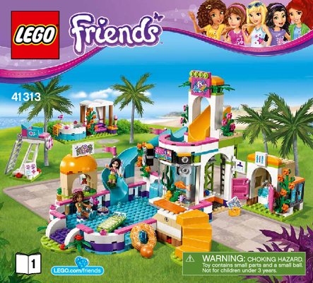 Istruzioni per la Costruzione - LEGO - Friends - 41313 - La piscina all'aperto di Heartlake: Page 1