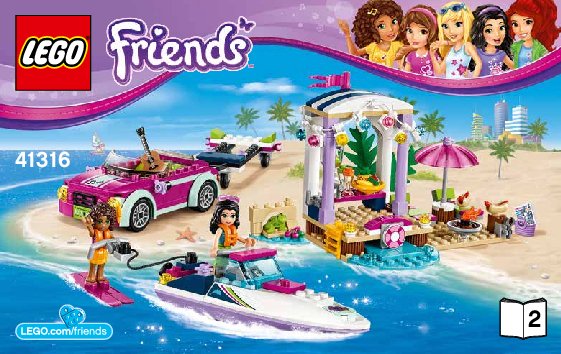 Istruzioni per la Costruzione - LEGO - Friends - 41316 - Il trasportatore di motoscafi di Andrea: Page 1