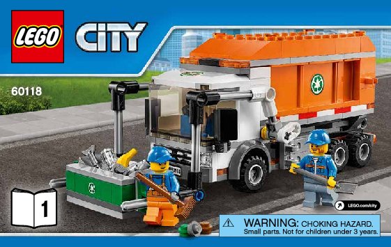 Istruzioni per la Costruzione - LEGO - City - 60118 - Camioncino della spazzatura: Page 1