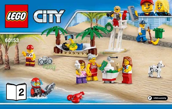 Istruzioni per la Costruzione - LEGO - City - 60153 - People pack – Divertimento in spiaggia: Page 1