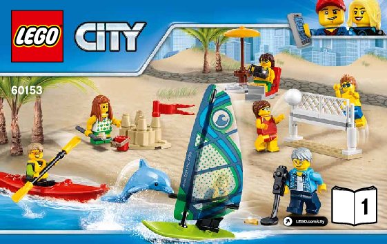 Istruzioni per la Costruzione - LEGO - City - 60153 - People pack – Divertimento in spiaggia: Page 1