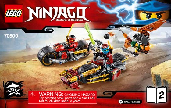 Istruzioni per la Costruzione - LEGO - NINJAGO - 70600 - Inseguimento sulla moto dei Ninja: Page 1