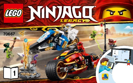 Istruzioni per la Costruzione - LEGO - 70667 - Kai's Blade Cycle & Zane's Snowmobile: Page 1