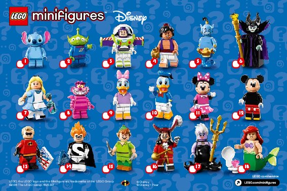 Istruzioni per la Costruzione - LEGO - Minifigures - 71012 - Serie Disney: Page 1