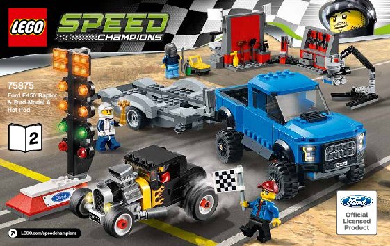 Istruzioni per la Costruzione - LEGO - Speed Champions - 75875 - Ford F-150 Raptor e Hot Rod Ford Model A: Page 1