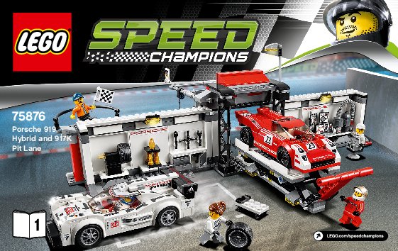 Istruzioni per la Costruzione - LEGO - Speed Champions - 75876 - Porsche 919 Hybrid e 917K Pit Lane: Page 1