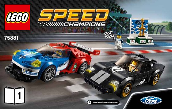 Istruzioni per la Costruzione - LEGO - Speed Champions - 75881 - Ford GT 2016 e Ford GT40 1966: Page 1