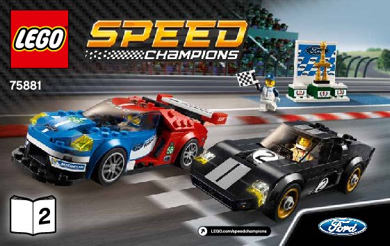 Istruzioni per la Costruzione - LEGO - Speed Champions - 75881 - Ford GT 2016 e Ford GT40 1966: Page 1