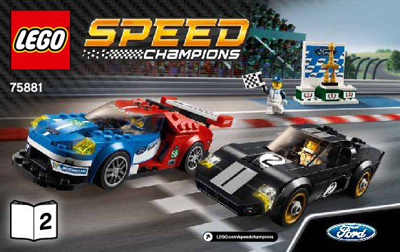 Istruzioni per la Costruzione - LEGO - Speed Champions - 75881 - Ford GT 2016 e Ford GT40 1966: Page 1