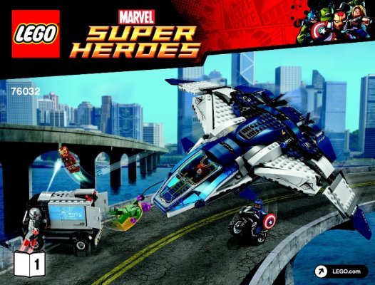 Istruzioni per la Costruzione - LEGO - Marvel Super Heroes - 76032 - Inseguimento sul Quinjet degli Avengers: Page 1