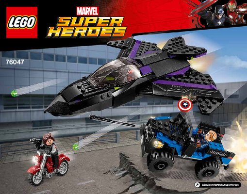 Istruzioni per la Costruzione - LEGO - Marvel Super Heroes - 76047 - L'inseguimento di Pantera Nera: Page 1