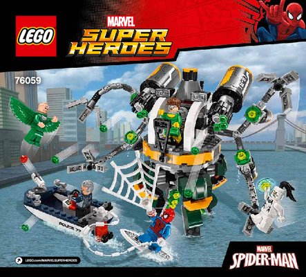 Istruzioni per la Costruzione - LEGO - Marvel Super Heroes - 76059 - Spider-Man: la trappola tentacolare di Doc Ock: Page 1