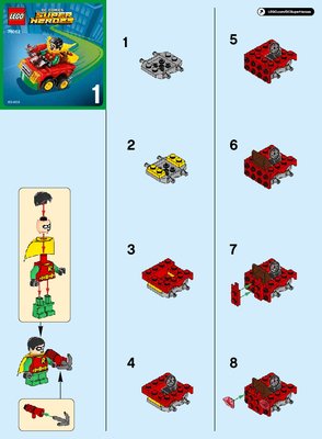 Istruzioni per la Costruzione - LEGO - DC Comics Super Heroes - 76062 - Mighty Micros: Robin contro Bane: Page 1