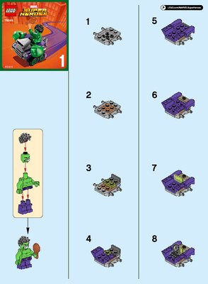 Istruzioni per la Costruzione - LEGO - Marvel Super Heroes - 76066 - Mighty Micros: Hulk contro Ultron: Page 1