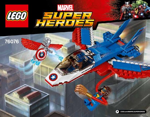 Istruzioni per la Costruzione - LEGO - Marvel Super Heroes - 76076 - Inseguimento sul jet di Capitan America: Page 1