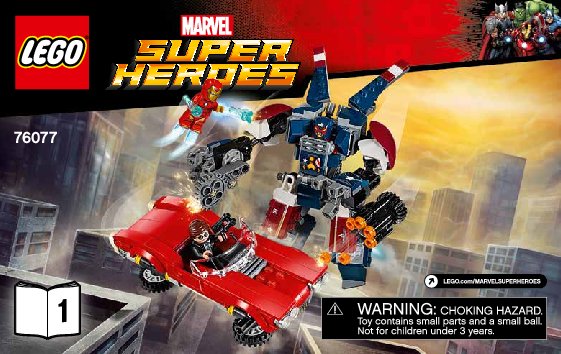 Istruzioni per la Costruzione - LEGO - Marvel Super Heroes - 76077 - Iron Man: l'attacco di Detroit Steel: Page 1