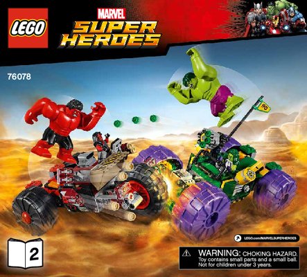 Istruzioni per la Costruzione - LEGO - Marvel Super Heroes - 76078 - Hulk contro Red Hulk: Page 1